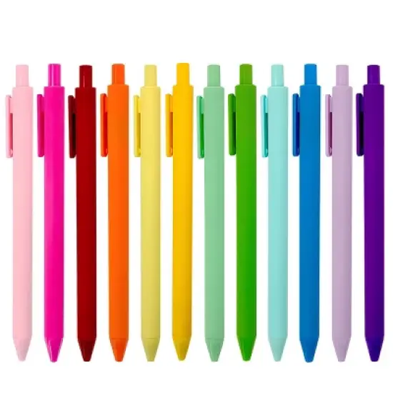 Wrapables Colorful Vibrant Retractable Ballpoint Pens for Home, Office, Stationery (Set of 12) image {9}