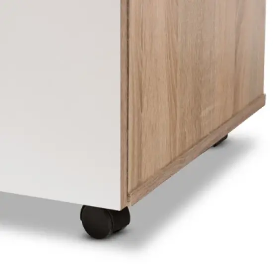 Charmain Modern and Contemporary Light Oak and Finish Kitchen Cabinet White/Brown - Baxton Studio image {7}