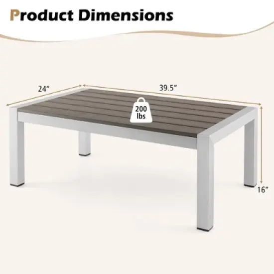 Costway Patio Aluminum Coffee Table Outdoor Rectangular Cocktail Accent Table Garden image {2}