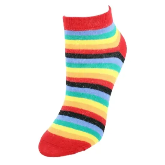 CTM Women's Multi-Color Striped Low Cut Socks (6 Pack) image {5}