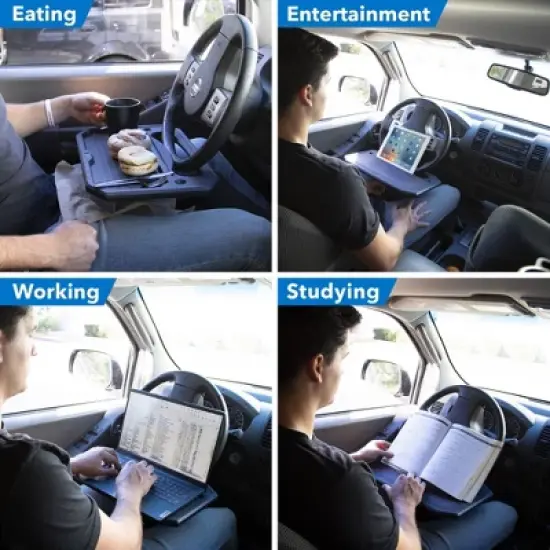 Mount-It! Car Table That Works as a Food Tray for Car and Car Desk for Laptop | Table Tray Fits on Any Steering Wheel Within Our Dimensions image {6}