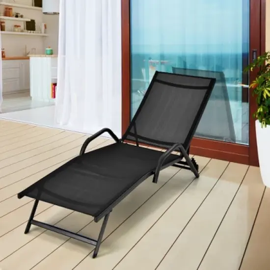 Tangkula 2PCS Outdoor Patio Chaise Reclining Lounge Chairs  w/ 5-Position Adjust Backrest image {3}