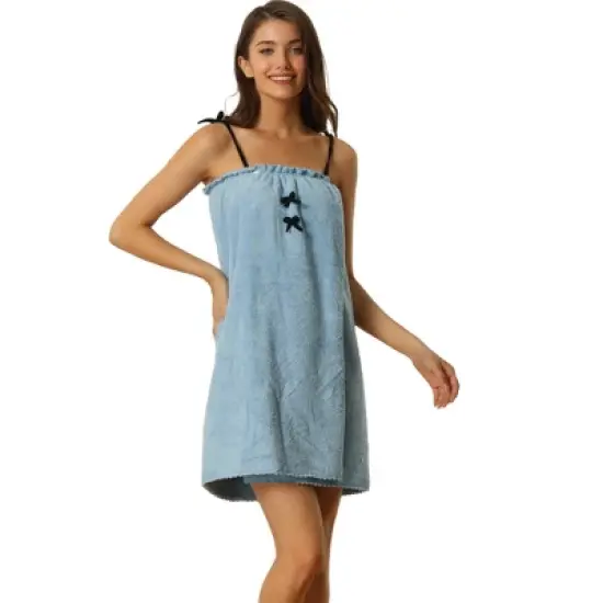 cheibear Womens Spa Towels Snap Closure Camisole Towel Wrap Bathrobe image {5}