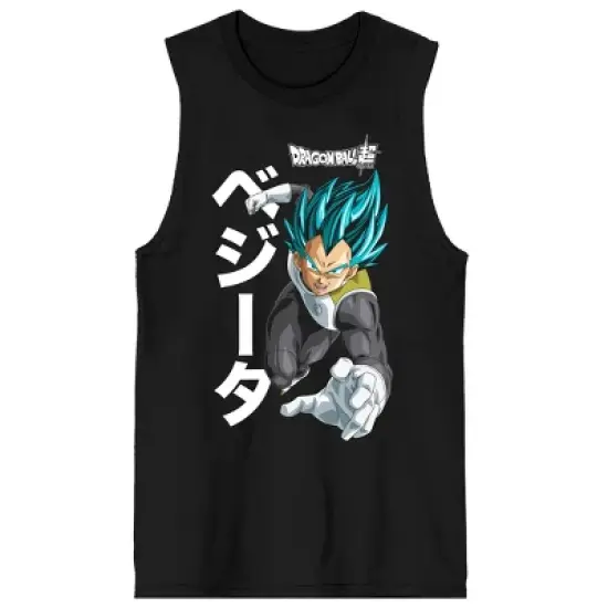 Dragon Ball Super Vegeta Kanji Crew Neck Sleeveless Black Men's Tank Top image {2}