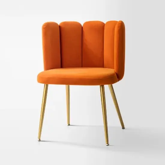 Barbara Contemparary Velvet Vanity Stool for Makeup Room, Moden Accent Side Chairs for Living Room with Shell Back and Golden Metal Legs | ARTFUL LIVING DESIGN image {18}