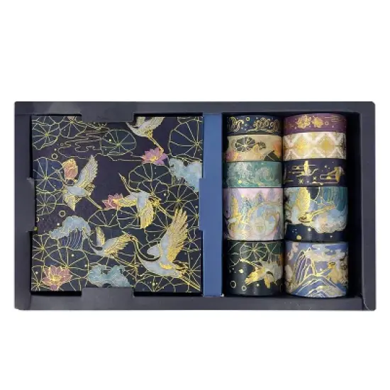 Wrapables Decorative Gold Foil Washi Tape and Sticker Set for Stationery, Diary, Card Making (10 Rolls & 10 Sheets) image {21}