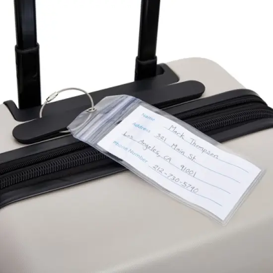 Juvale 20 Pack Plastic Cruise Tags Holders for Luggage, Bulk Zip Seal and Steel Loops for Suitcases, 3.5 x 7.2 In image {4}