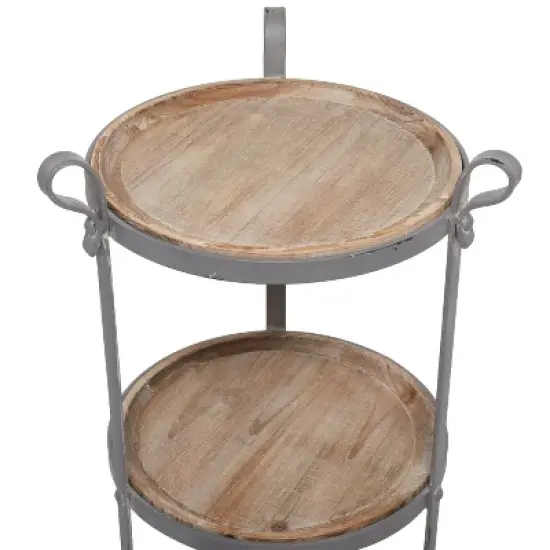 Industrial Metal Round Tiered Table Gray - Olivia & May image {3}
