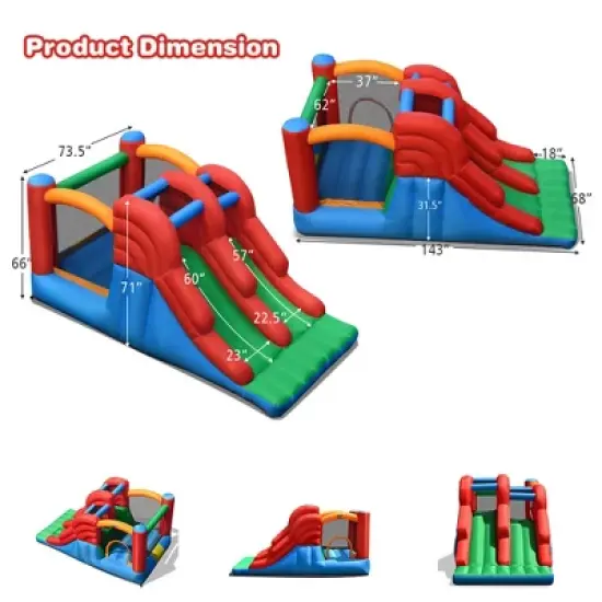 Costway Inflatable Bounce House 3-in-1 Dual Slides Jumping Castle Bouncer without Blower image {2}