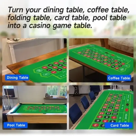 GSE 70" x 35" Casino Roulette Tabletop Layout Mat with Carrying Bag, Non-Slip Rubber Layout Mat image {5}