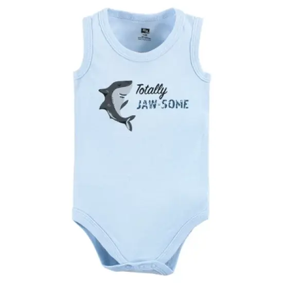 Hudson Baby Infant Boy Cotton Sleeveless Bodysuits, Boy Shark Types image {4}