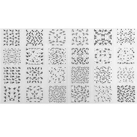 Wrapables 24 Sheets Black & White Flowers with Rhinestones Nail Stickers Set Nail Art image {1}