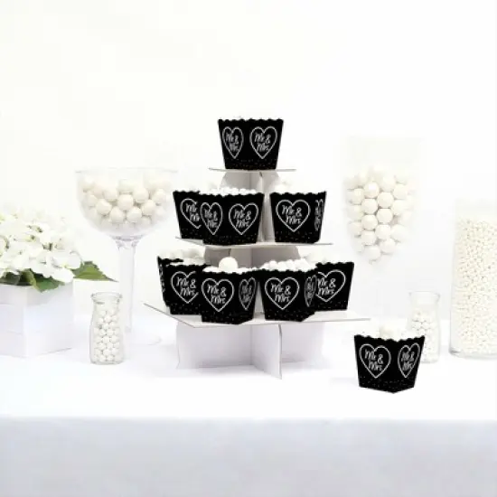 Big Dot of Happiness Mr. and Mrs. - Party Mini Favor Boxes - Black and White Wedding or Bridal Shower Treat Candy Boxes - Set of 12 image {2}