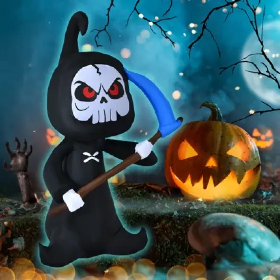 Tangkula 6FT Halloween Inflatable Ghost Outdoor Blow Up Decoration with LED Lights& Blower Blow Up Halloween Decoration image {5}