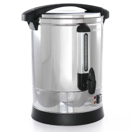 MegaChef 100 Cup Stainless Steel Coffee Urn: Electric Coffee Maker with Locking Lid, Cool Touch Handle, BPA-Free, Silver image {5}