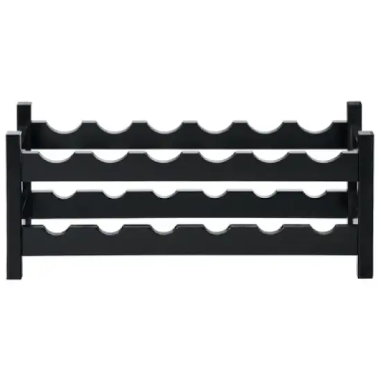 Tangkula 2-Tier Bamboo Drinks Rack 12 Bottles Display Storage Shelf Holder Kitchen Coffee image {9}