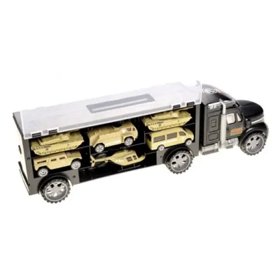 Insten Military Transport Car Carrier Truck with 6 Army Cars, Play Set Toys for Kids image {1}