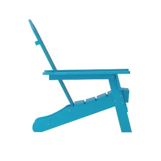 Emma and Oliver Set of 4 Adirondack Chairs with Cup Holders, Weather Resistant HDPE Adirondack Chairs image {9}