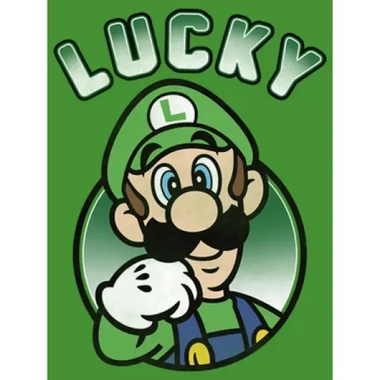 Boy's Nintendo Super Mario St. Patrick's Day Lucky Luigi Retro T-Shirt image {1}