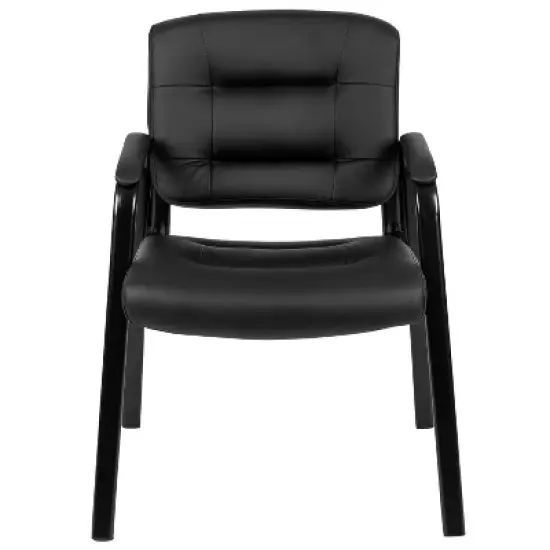Flash Furniture Darwin Flash Fundamentals Black LeatherSoft Executive Reception Chair with Black Metal Frame image {2}
