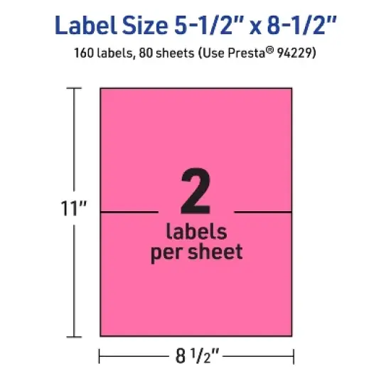 Avery Bright Pink Paper Labels, 5.5" x 8.5" Rectangle image {4}