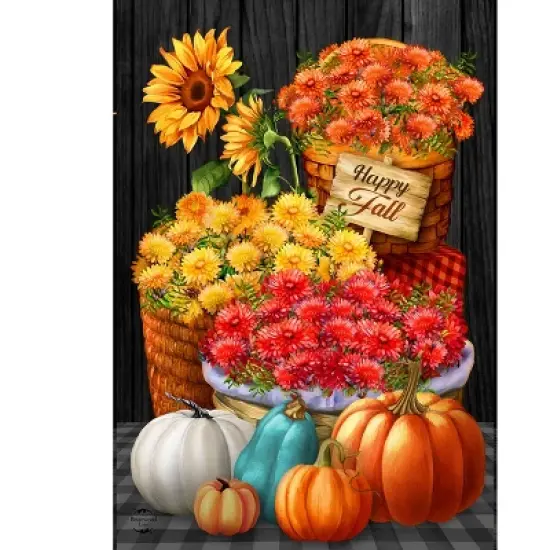 Briarwood Lane Fall House Flag 40x28 For Outdoor Baskets of Mums For Fall House Flag image {4}