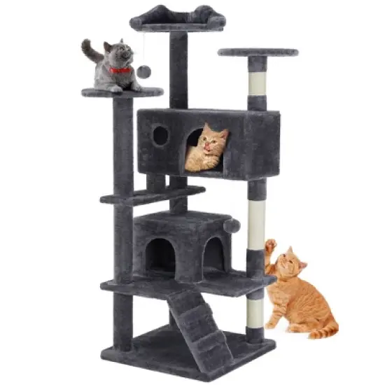 JIONJOY 54-Inch Cat Climbing Tower: Dual Apartments image {7}