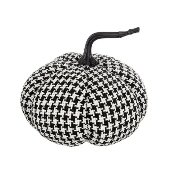 Yukimo 7x7x7" Fabric Light Black White Plaid Pumpkin, for Holiday Halloween Decor image {13}