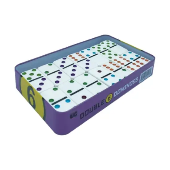 University Games Double 6 Basic Dominoes Board Game: Patterns, 1-4 Players, Game Time 20-40 Minutes, Storage Tin image {2}