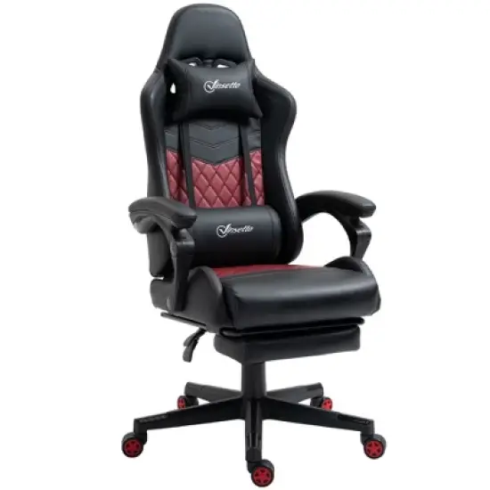 Kumasinova 300lbs Swivel Gaming Chair with Adjustable Height,Lumbar&Head Pillow,Ergonomics Office Chairs Recliner Video Game Chaise for Office, Black image {5}