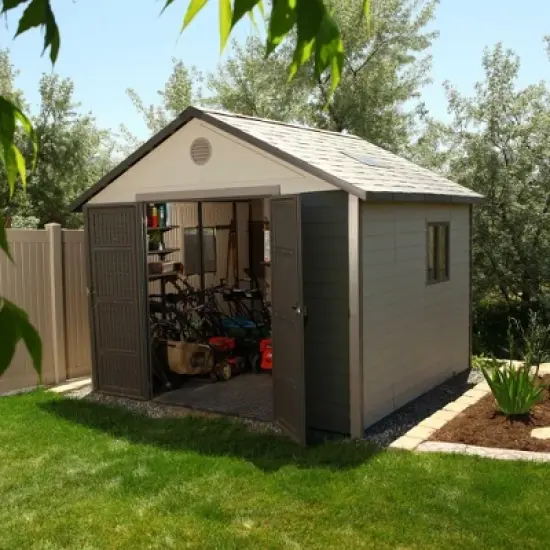 Lifetime 11 ft. x 11 ft. Outdoor Storage Shed, Tan (6433) image {1}