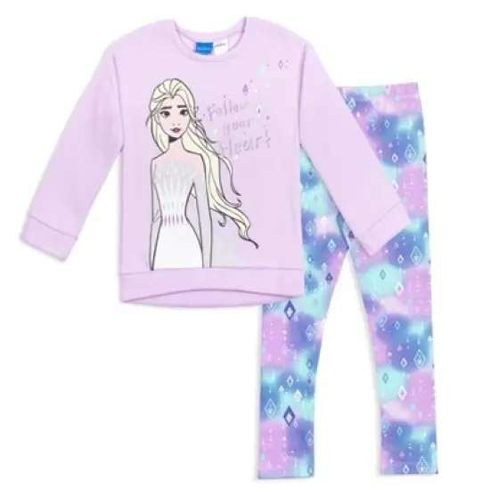 Disney Frozen Princess Anna Elsa Girls Sweatshirt and Leggings Outfit Set Toddler image {8}