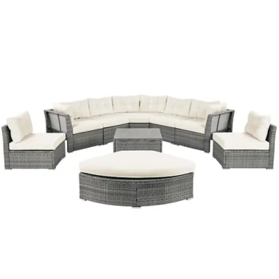 9-Piece Outdoor Patio Sectional Sofa Set with Coffee Table, Free Combination image {4}