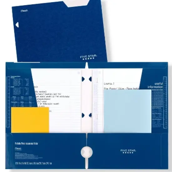 Mead Five Star 4 Pocket Solid Paper Folder (Colors May Vary): Multicolor Stationery, 3 Hole Punched, 25 Sheet Capacity image {2}