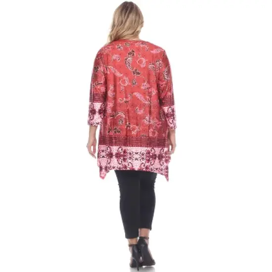 Women's Plus Size Victorian Print Tunic Top with Pockets - White Mark image {2}