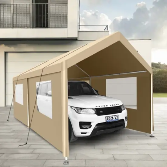 Hrinhom 111"H Heavy Duty Portable Carport with Window,Outdoor Storage Shelter image {8}