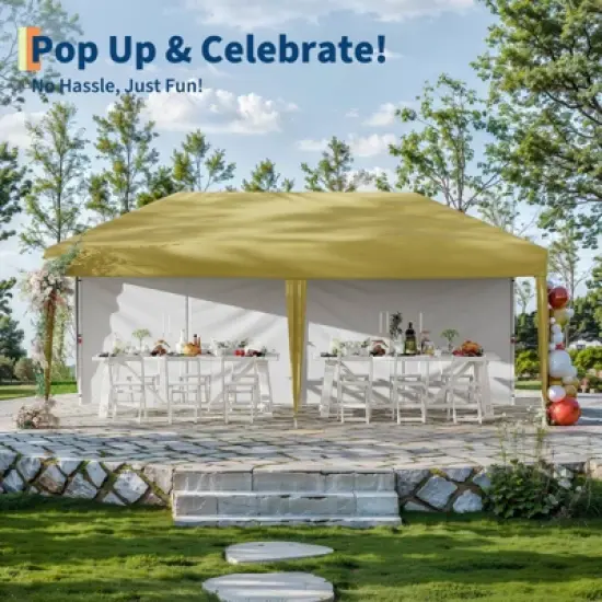 10x20 Heavy Duty Pop Up Canopy w/4 Sidewalls, Roller Bag, 4 Weights, 8 Stakes & 6 Ropes - 3 Height Adjustable image {4}