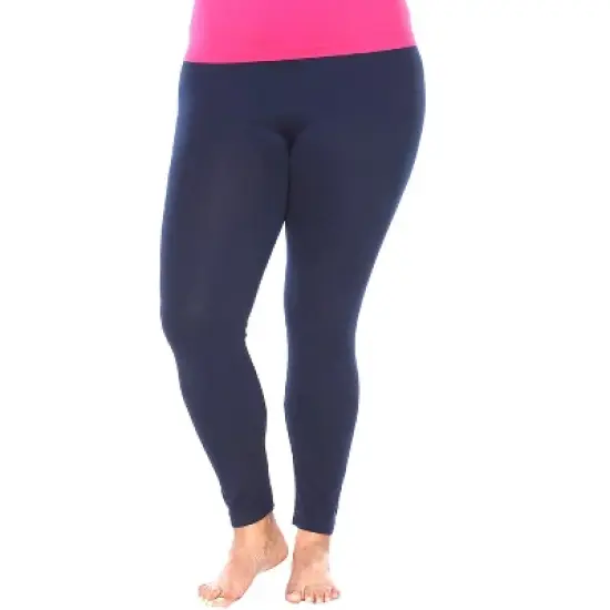 Women's Pack of 2 Solid Leggings - One Size Fits Most - White Mark image {1}