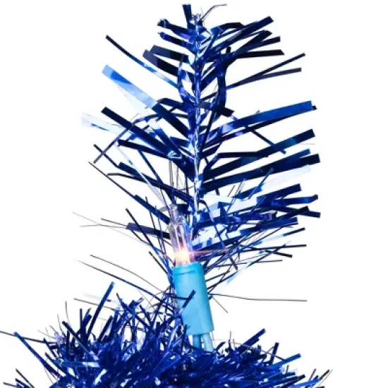 Northlight Pre-Lit Artificial Tinsel Christmas Tree - 3' - Blue - Clear Lights image {5}