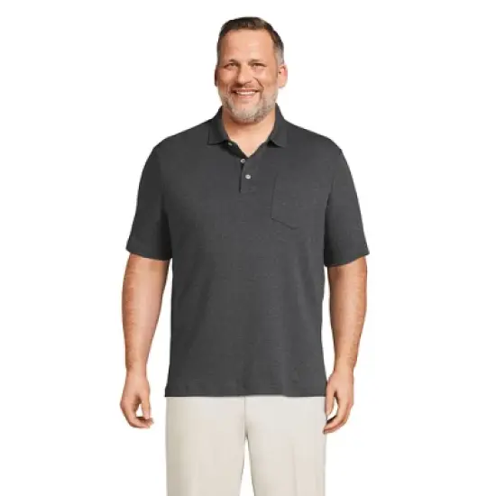 Lands' End Men's Short Sleeve Super Soft Supima Polo Shirt with Pocket image {13}
