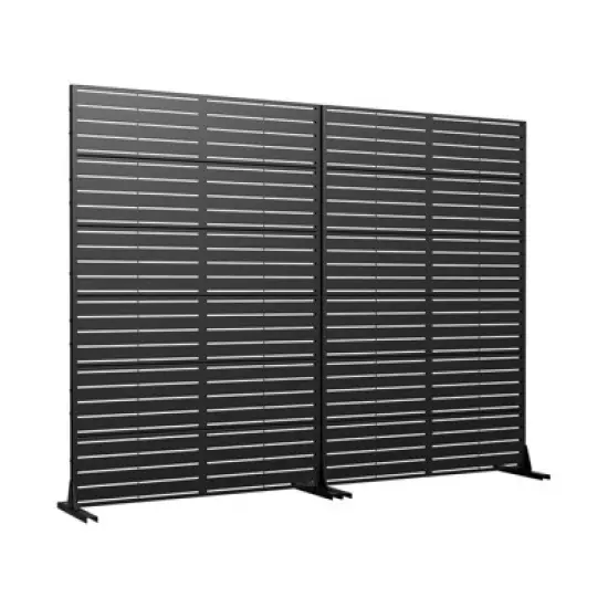 PexFix 72 in. x 94 in. Black Metal Freestanding Privacy Screen Garden Fence For Deck Patio Balcony Outdoor Privacy Panel Louvered Design image {9}