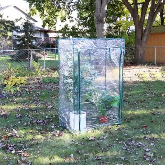 Sunnydaze Outdoor Deluxe Portable Large Potted Plant and Starter Tomato Plant Greenhouse with Roll-Up Door - Clear image {9}