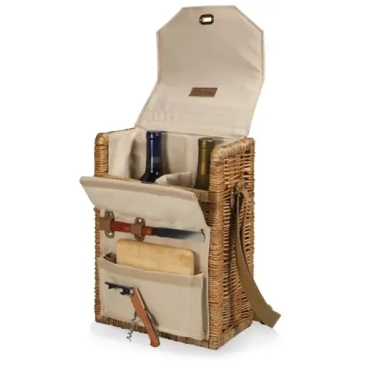 Summerbreeze Wine and Cheese Picnic Basket - Picnic Time: Wicker, Twist Lock, Winery Picnic Set, Wine Holder image {9}