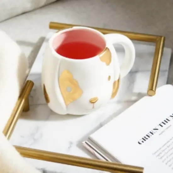 Pinky Up Penny Dog Mug, Ceramic Tea Mug, Tea Tumbler Cup, Dog Lover Gifts, Puppy Inspired Tea Cup, Gold Accents, 16oz image {6}