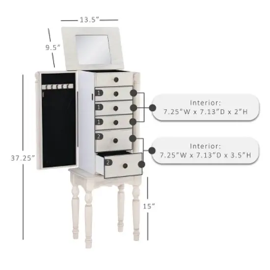 Obrecht Jewelry Armoire Off White - Powell Company image {13}