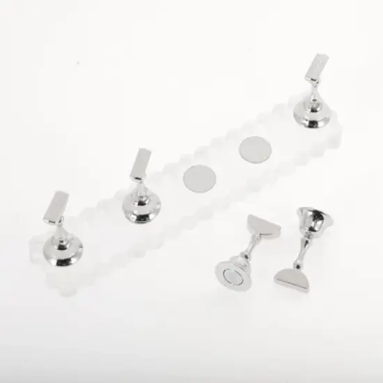 Unique Bargains Durable Nail Display Stand Transparent Silver Tone 1 Set image {2}