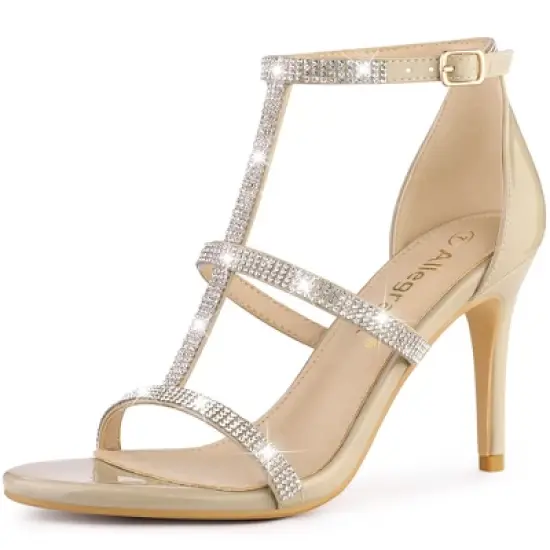 Allegra K Women's Rhinestone Ankle Strap Stiletto High Heel Sandals image {7}