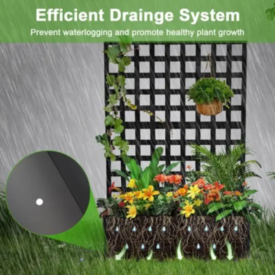 Metal Planter Box with Trellis Privacy Screen, Raised Garden Bed with Trellis & Wheels, Privacy Planters image {3}