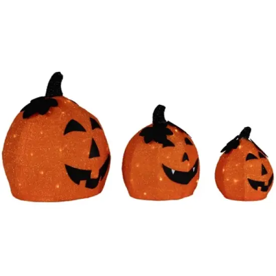 Northlight LED Lighted Jack O' Lantern Outdoor Halloween Decorations - Warm White - Set of 3 image {3}