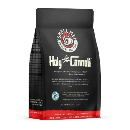 Bones Coffee Company Holy Cannoli Whole Coffee Beans Cannoli Flavor 12 oz Medium Roast (Whole Bean) image {1}